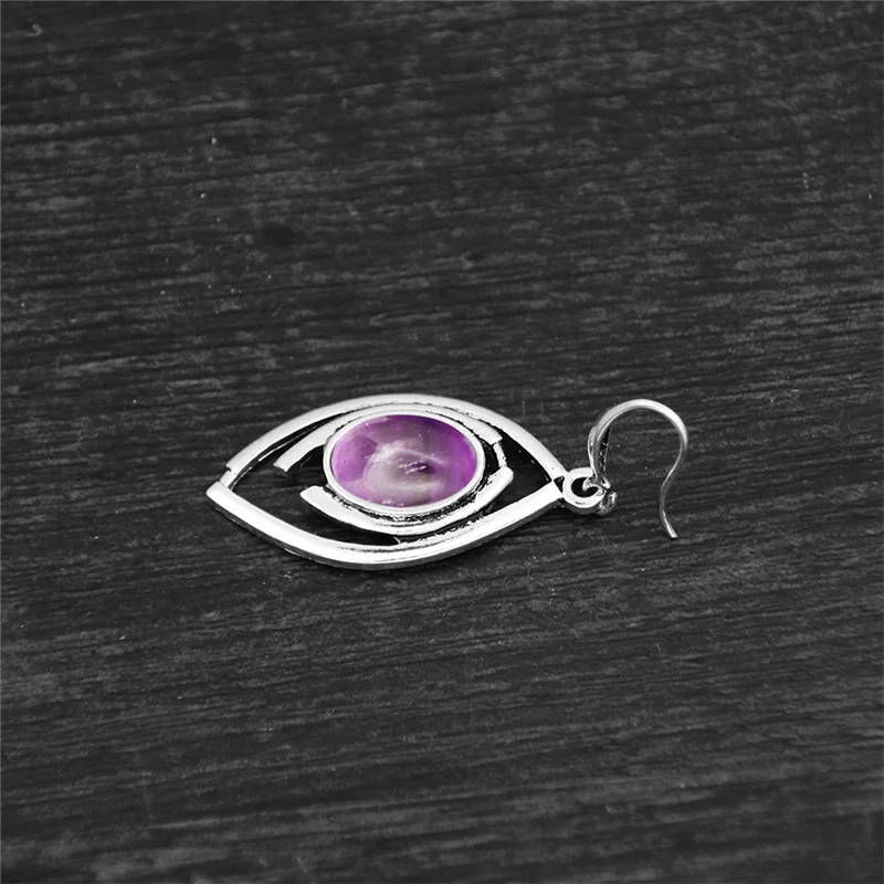 Женские овальные серьги в форме аметиста тибетский покрытый серебром