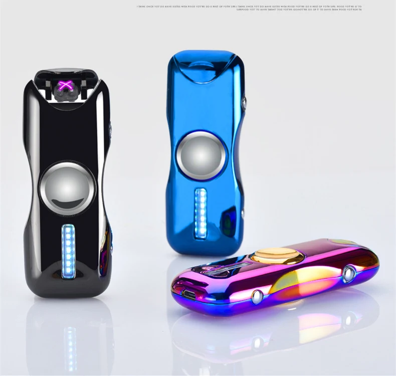 Fidget Spinner Electric Lighter Metal Dual Arc Plasma Cigarette Chageable USB Lighters Smoking Accessories Gift for Men | Дом и сад