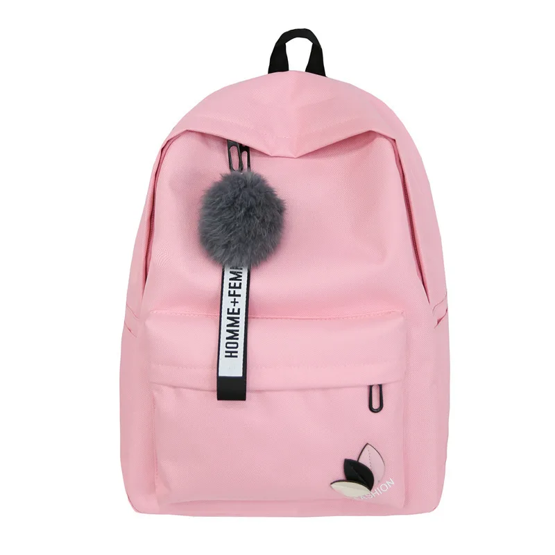 New Korean Nylon Printing Solid Backpack Girl School Bags for Teenage College Wind Women SchoolBag High Student Bag Black Pink