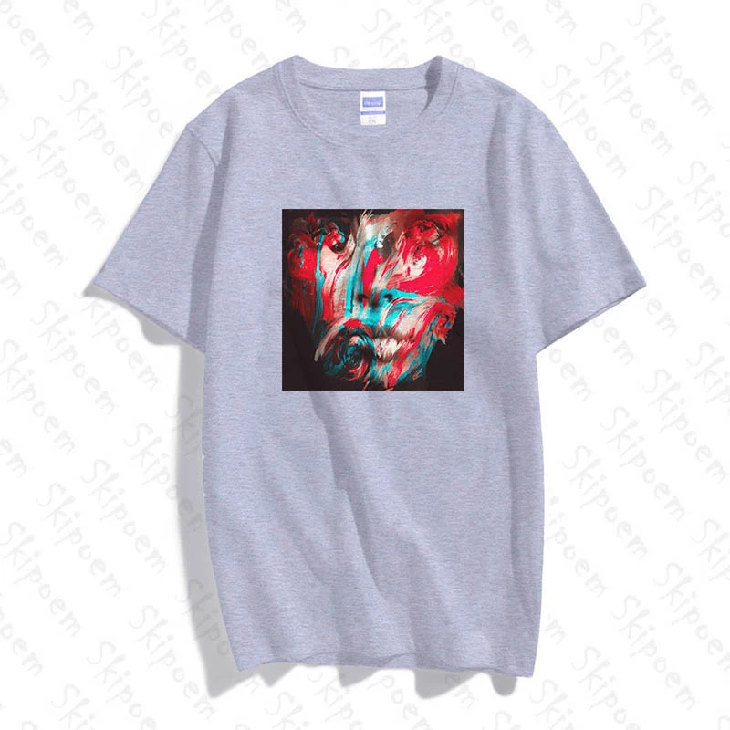 Абстрактный Цвет масло футболка с картиной женские готические эстетику панк Skipoem