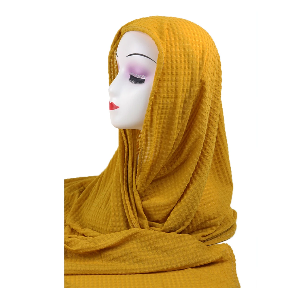 Тонкий и мягкий светильник хиджаб шарф клетчатый узор простой цвет исламский