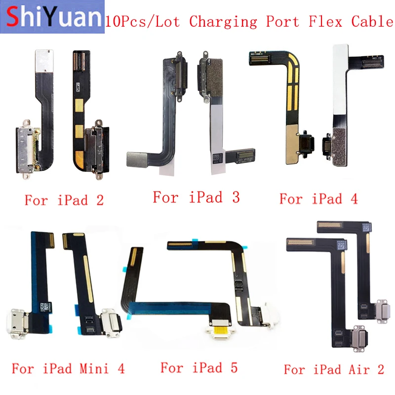 10 шт. зарядка через USB Порты и разъёмы гибкий кабель для iPad 2 3 4 5 6 Air 9 7 2017 2018