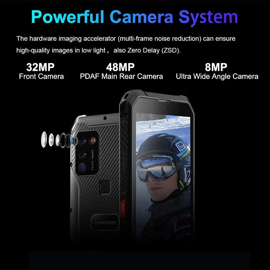CONQUEST S21 Global Version Dual 5G Rugged Smartphone 8GB 128GB IP68 Waterproof 48MP Rear Camera Android 11 NFC Mobile Phone