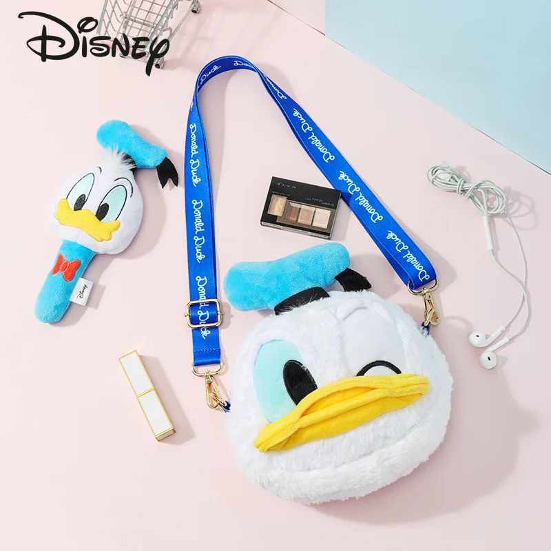 

Новая Оригинальная дамская сумка-мессенджер на одно плечо с мультяшным Микки-Маусом Disney, плюшевая милая сумка через плечо с молнией и надпи...