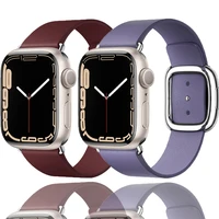 leather strap for apple watch band 454442mm 384041mm modern style buckle leather bracelet wrishband iwatch series 7 6 5 4 se