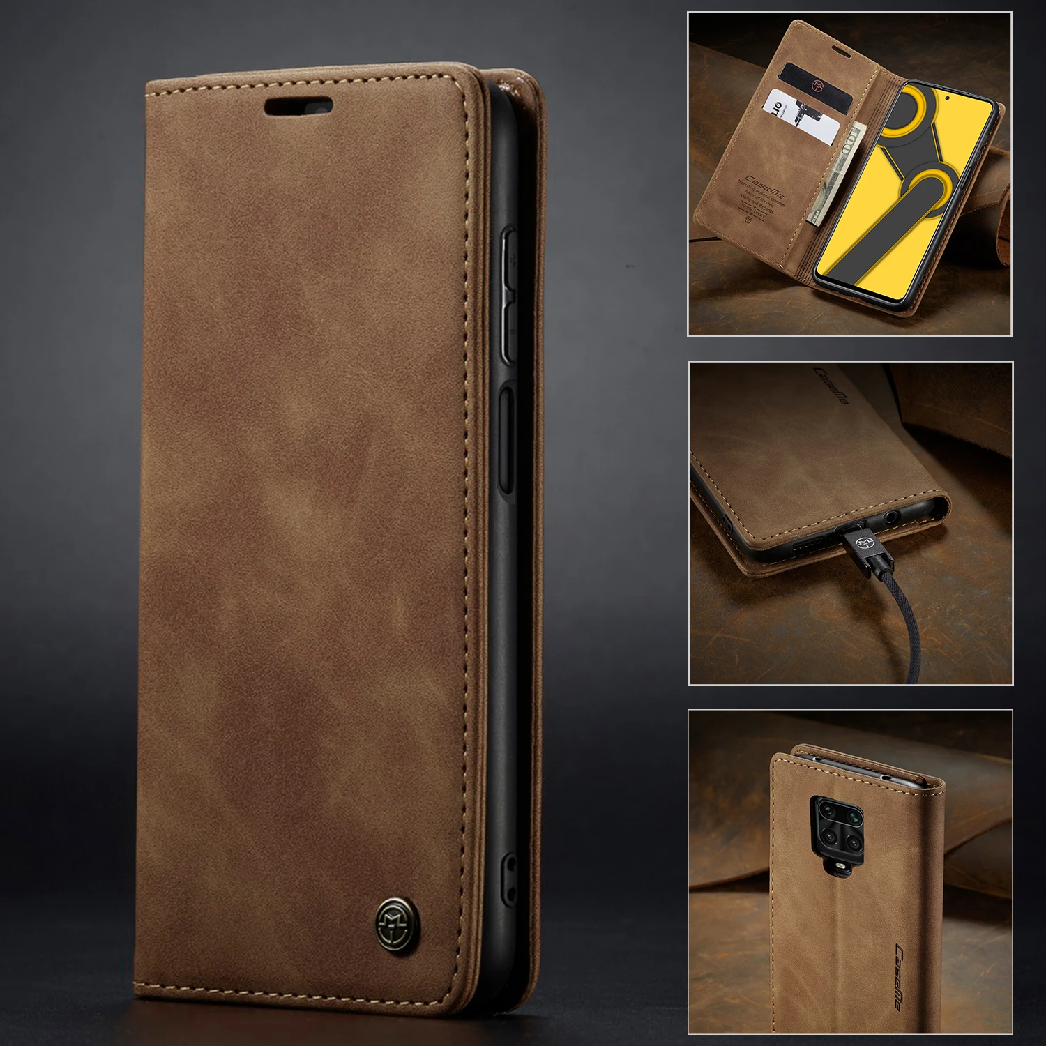 Магнитные чехлы для Xiaomi Redmi Note 9sS откидная крышка роскошный кожаный чехол