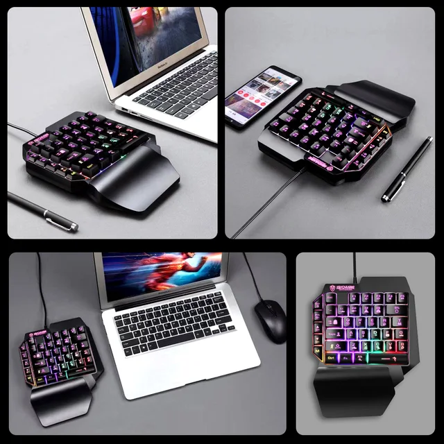 SeynLi RGB Keyboard And Mouse Set One-Handed Gaming Keyboard Mouse Mini Keypad Combo for Laptop PC Mobile Phone Game Controller 3