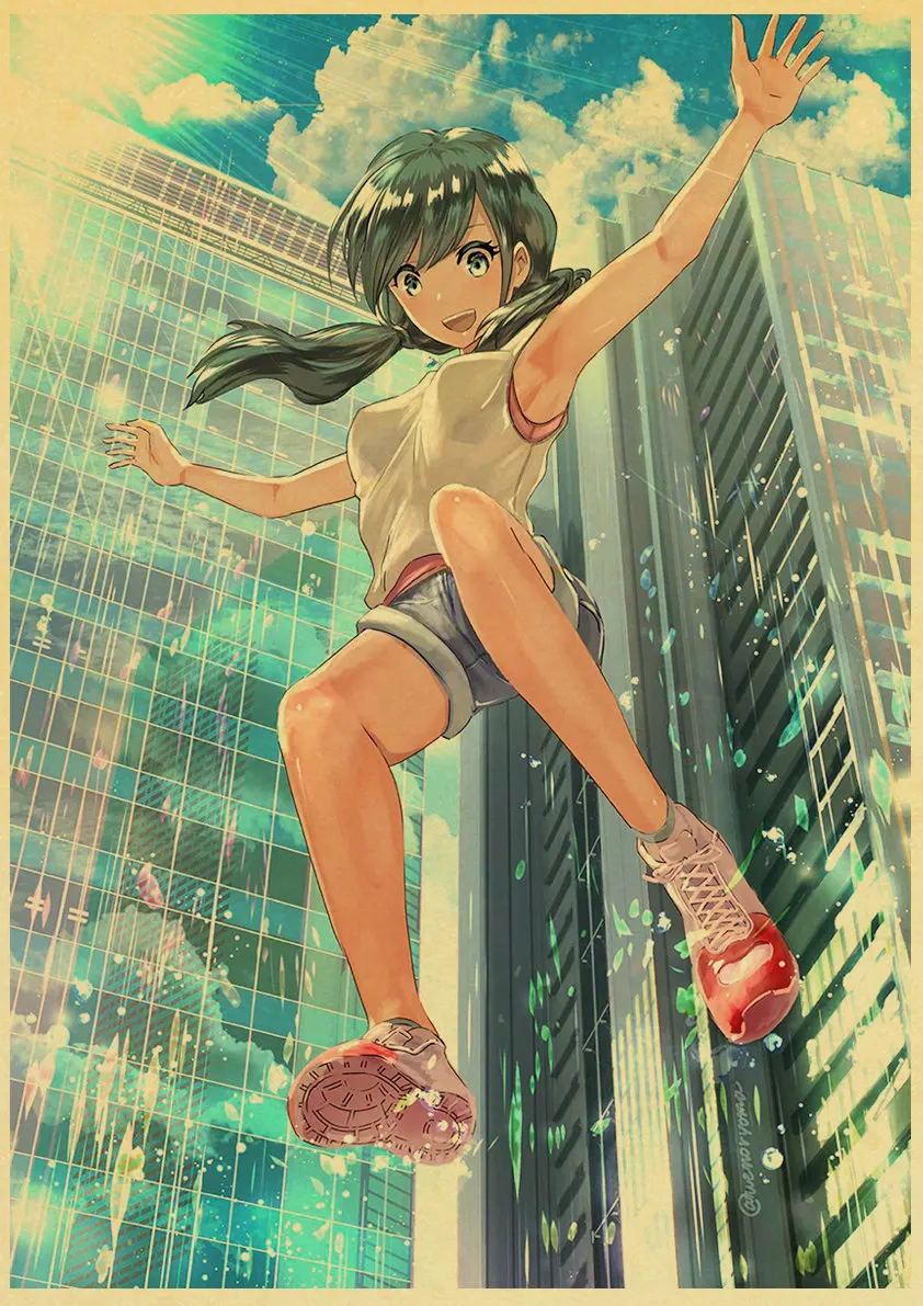E171 Makoto Shinkai фильм выветривание с вами Ретро плакаты японский унисекс Декор крафт-бумага Детская Спальня Декор - Color: E171