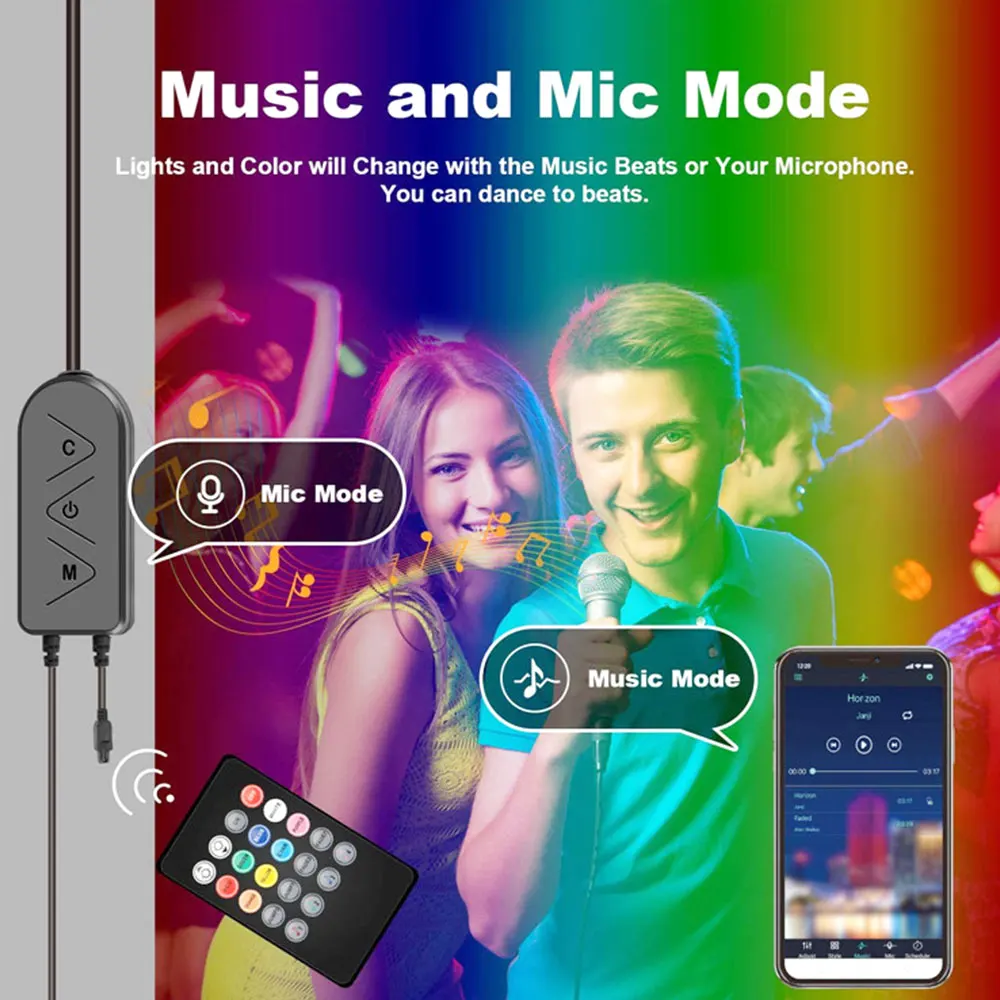 USB Led String Lights Music RGB Smart Bluetooth App Controlled Christmas Fairy for Decor | Лампы и освещение