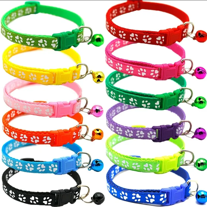 

Colorful Cat Necklace Cat Collar With Bell Adjustable Buckle Collar Cat Pet Supplies Cat Small Dog Accessories Collar Pet Supply