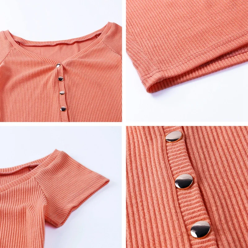 

Women'S Off Shoulder Breasted Knit Slim Dress Sexy Solid Color Dress Party Dress Party Dresses