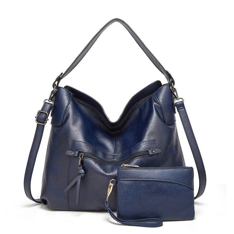 

2021 New Fashion Women Handbags Large Capacity Tote Female Leisure Solid Color Messenger Shoulder Bags Leather Ladies Wallet
