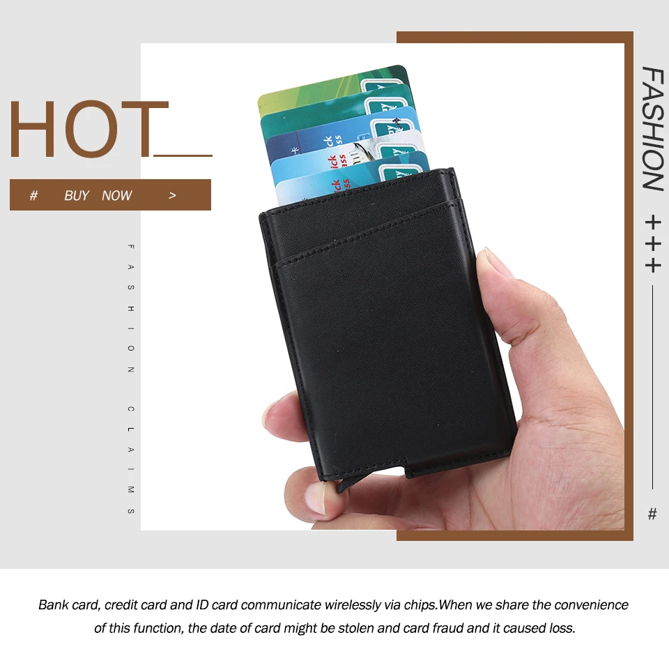 Бизнес для мужчин Id Card Holder PU кожаный бумажник для карт для мужчин маленький держатель для кредитных карт Rifd мужской кошелек черный короткий клатч кошельки