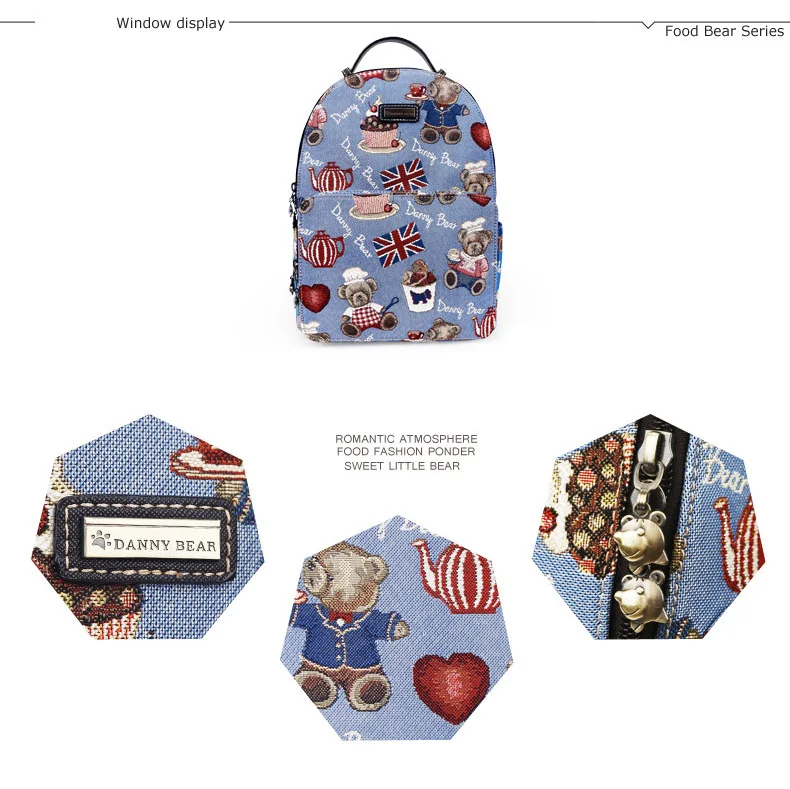 Women's Backpacks Funny Bears Printed Canvas School Bags for Teenage Girls Travel Shoulder Bag Mochila Feminina Bolsas