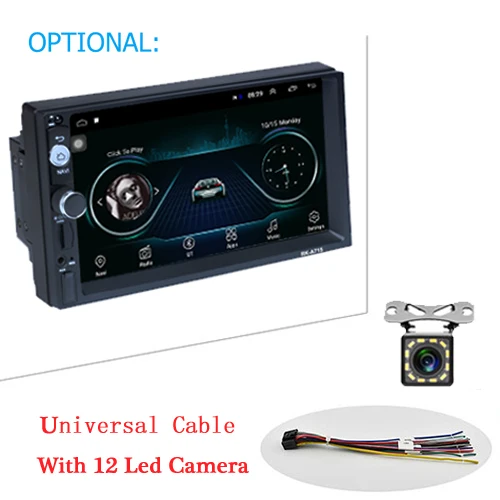 AMPrime 2din Авторадио Android автомобильный мультимедийный плеер 2 din универсальный gps Mirrorlink автомобильный Радио Wifi Bluetooth стерео аудио плеер - Цвет: With 12 Led camera