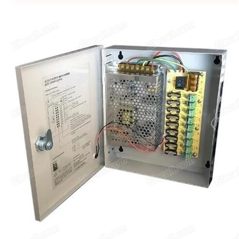 

9CH AC100-240V To DC12V 5A Power Supply Box Adapter Transformer for CCTV Security Camera LED Strip String Light
