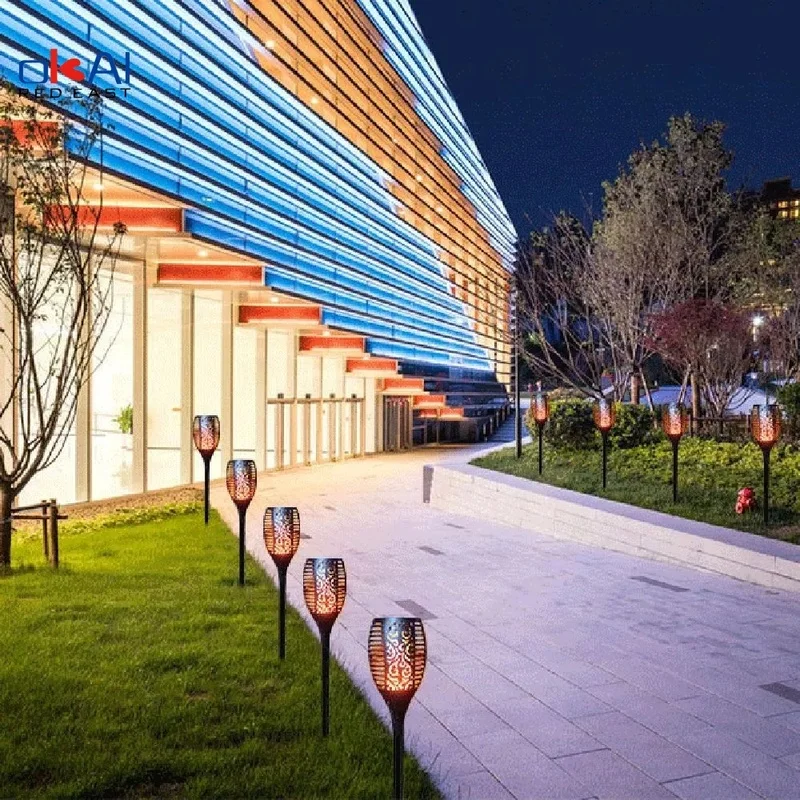 

Hot 12-96LED Solar Flame Torch Light Flickering Waterproof Garden Decor Landscape Lawn Lamp Path Lighting Torch Outdoor Light.