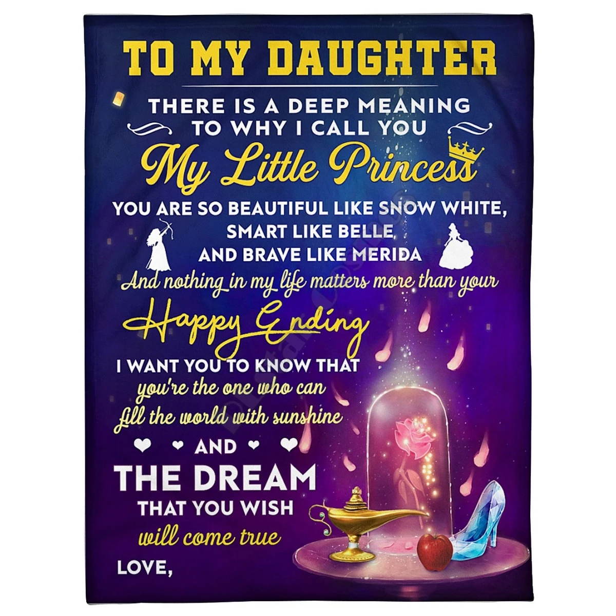 

Blanket To My Daughter My Littler Princess I love You Cozy Premium Fleece Blanket 3D printed Sherpa Blanket on Bed Home Textiles