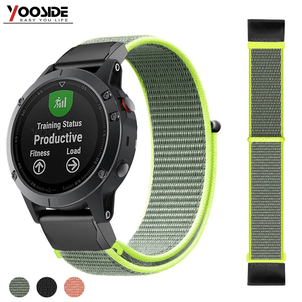 Fenix 6 Soft Nylon Loop Fastener Wristband 22mm Quick Fit Watch Band Strap for Garmin Fenix 5/ 5 Plus/Forerunner935/Instinct