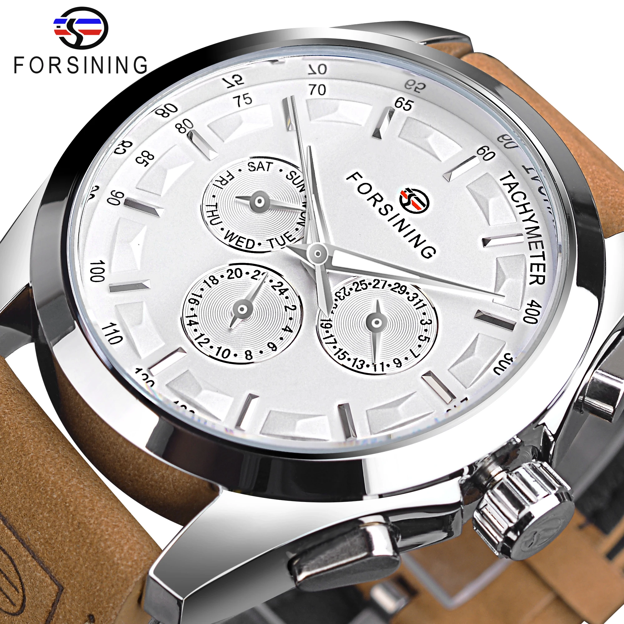 Forsining Luminous Men Mechanical Wristwatch Automatic Analog Watches For Men Leather Waterproof Military Watch 2021 Modern