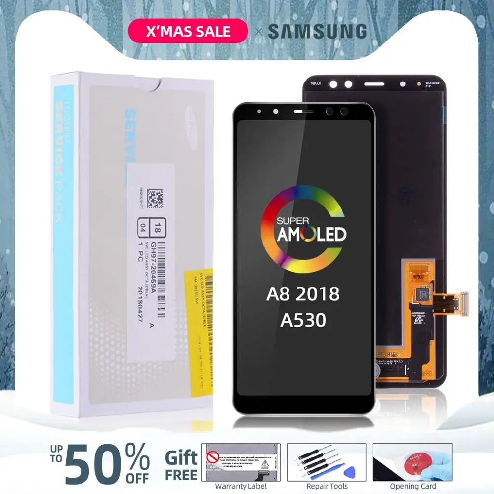 AMOLED Дисплей для SAMSUNG Galaxy A8 A530 LCD в сборе с тачскрином 5.6'' черный белый