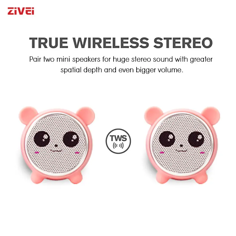 zivei portable bluetooth speaker with hifi 3w audio sound box small size stereo speakers for outdoor or office home cute tiger free global shipping