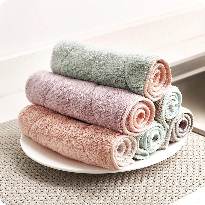 

Microfiber Double-sided Hand Towels Kitchen Dish Cloth High-efficiency Nonstick Oil Wiping Rag Household Car Wash Cleaning Towel