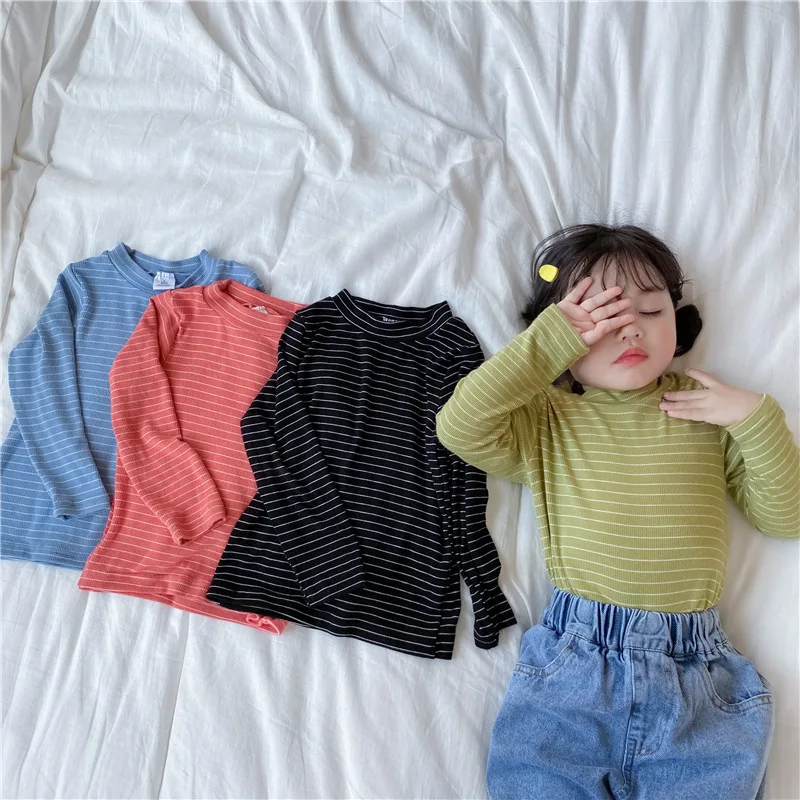 

1 2 3 4 5 6 Years Toddler Girl Shirt Korean Striped Long Sleeve Shirts for Girls Children T-shirts Autumn Girl Kids Clothes