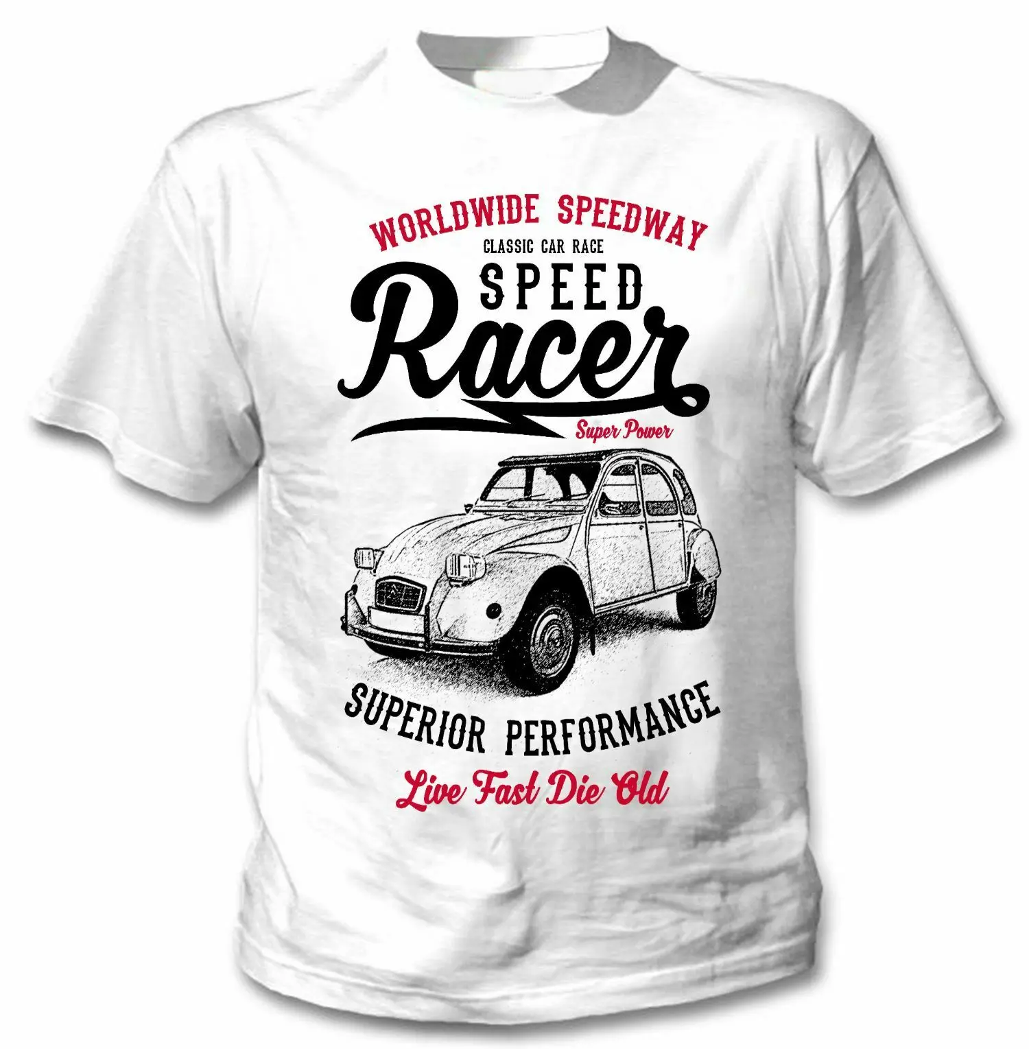 Футболка из белого хлопка для французского автомобиля скоростной гоночный