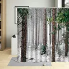 Зимняя душевая занавеска в комплекте, лес, пейзаж, дерево, багажник, снежное поле, природный пейзаж, домашний декор, занавеска для ванной и ванны из полиэстера