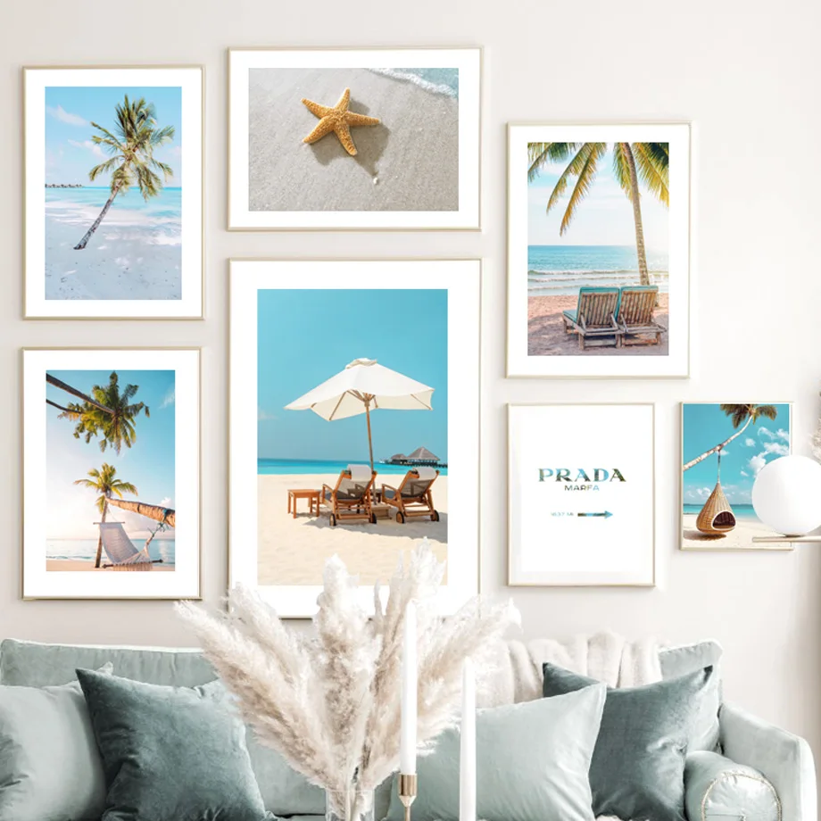 

Beach Ocean Palm Starfish Pineapple Swing Wall Art Canvas Painting Nordic Posters And Prints Wall Pictures For Living Room Decor