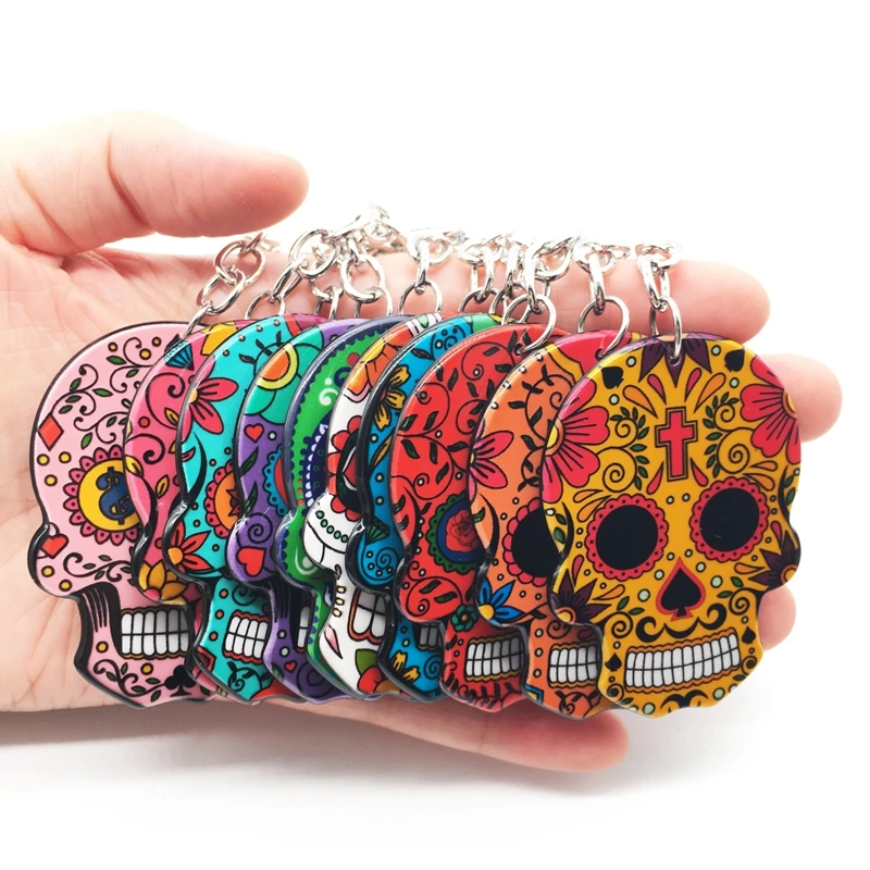 Брелок с черепом Calavera мексиканский милый сладкий сахар череп большой Омар брелок для ключей Хэллоуин акриловые бусины в форме черепа брелок сумка Подвески