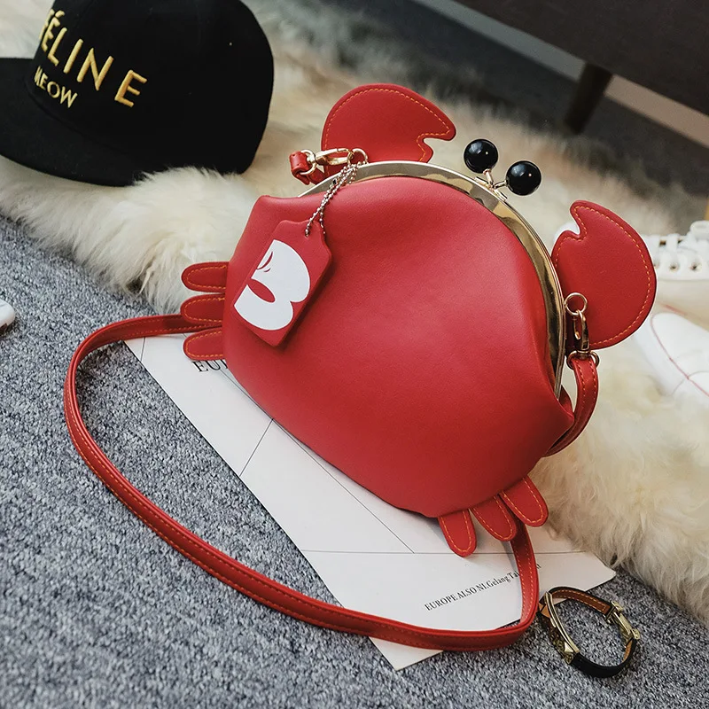 

New Creative Cute Crab bag Shoudler Bag for Women Cartoon Mini Crossbody Bag Mobile Phone Bag Handbag and Purses Messenger Bag