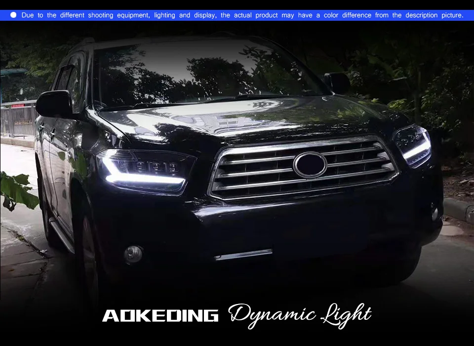 Головной фонарь для Toyota Highlander 2007-2011 фары Противотуманные фары Дневные ходовые огни DRL H7 светодиодный Биксеноновая лампа автомобильные аксессуары