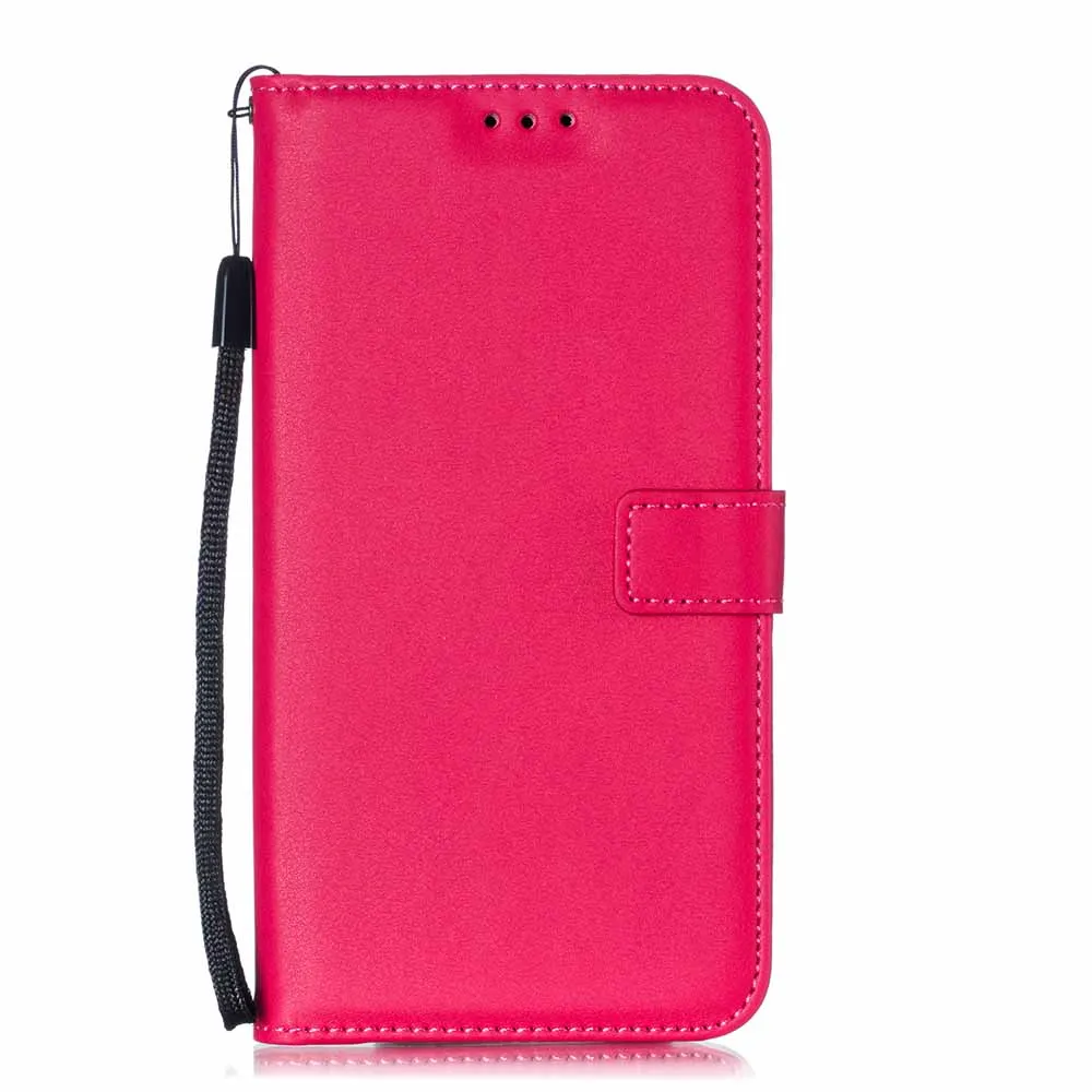 Rose Red Однотонный кожаный чехол-бумажник для iPhone XS MAX X XR 5 5S SE 5C 6 6S Plus 7 8 Plus, откидной Чехол с отделением для карт, сумки для iPhone 4 4S - Цвет: Rose Red