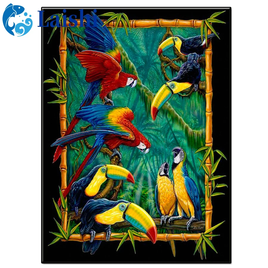 

DIY 5D Animal art, parrot Diamond Painting Cross Stitch Kits Full round Embroidery Mosaic Art Picture of Rhinestones Decor