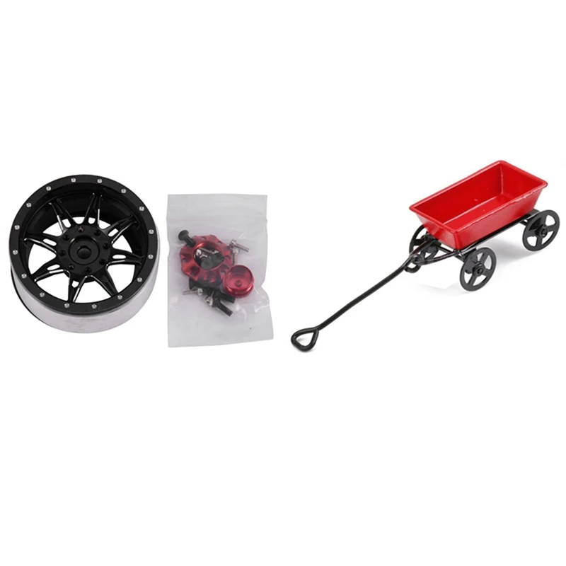 

1x1:12 миниатюрный Сказочный садовый автомобиль для кукольного домика красный и черный и 4 шт. обода колеса 1,9 дюйма Beadlock для 1/10 Axial Scx10 90046