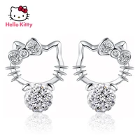 hello kitty new trend earrings sleep free pierced ear studs s925 sterling silver small earrings