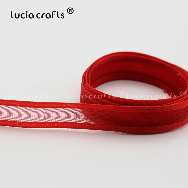 Lucia crafts разноцветные варианты 10 мм лента из органзы для одежды материалы DIY шитье и бант для волос аксессуары P0308 - Цвет: red 5y