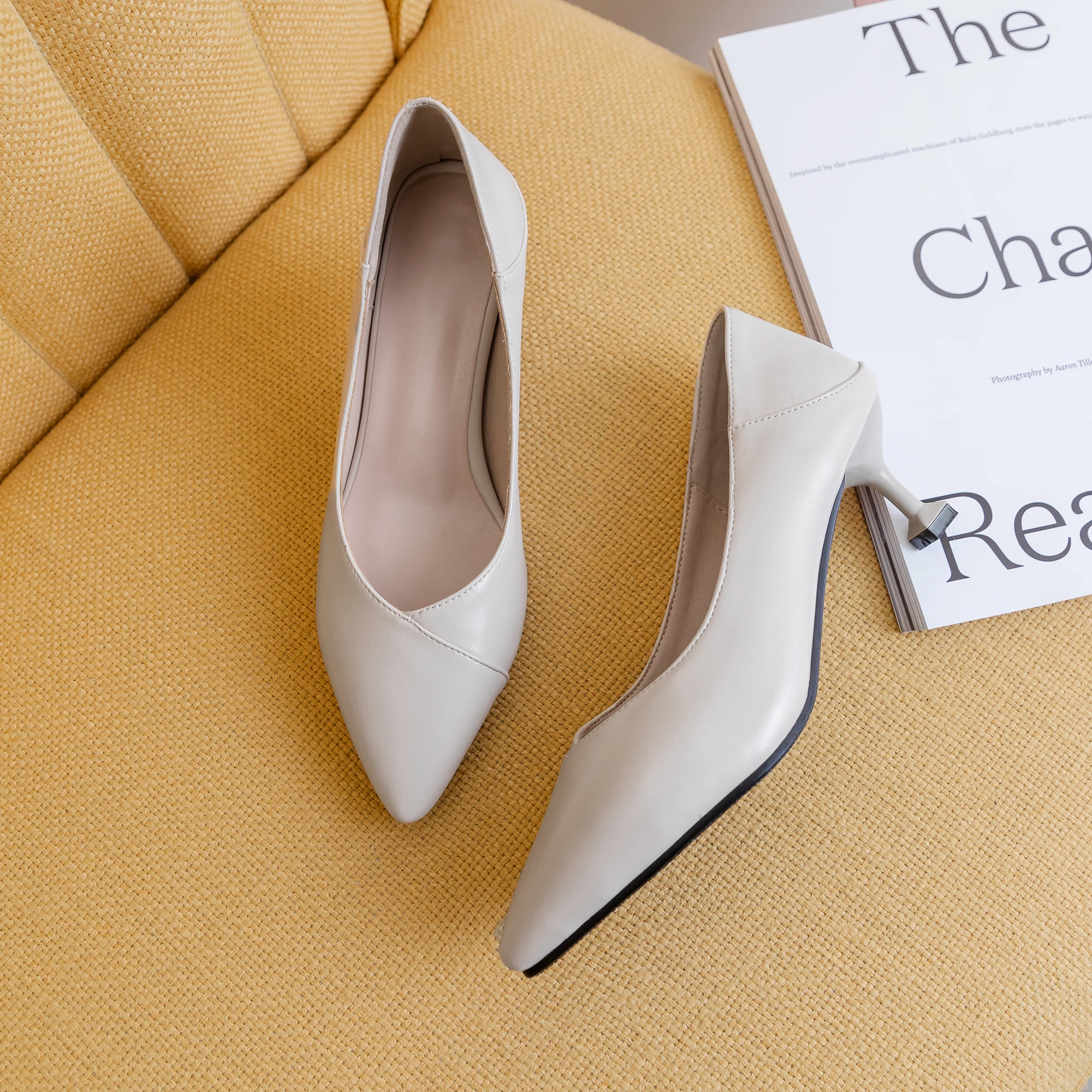 PQECFS big size 30-43 high quality spring &amp autumn fashion solid women pointed toe thin heels pumps 2 colors | Обувь