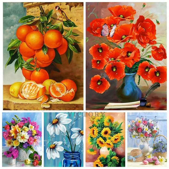 

Flower Diy 5D Diamond Painting Bloemen Full Square Drill Diamond Embroidery Landscape Cross Stitch Mosaic Rhinestones Home Decor