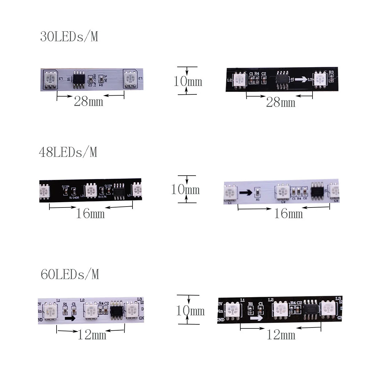 DC12V 5 м 30 светодиодный s 60 Светодиодный s/М полосы WS2811 IP20 водопроницаемая IC SMD 5050 RGB