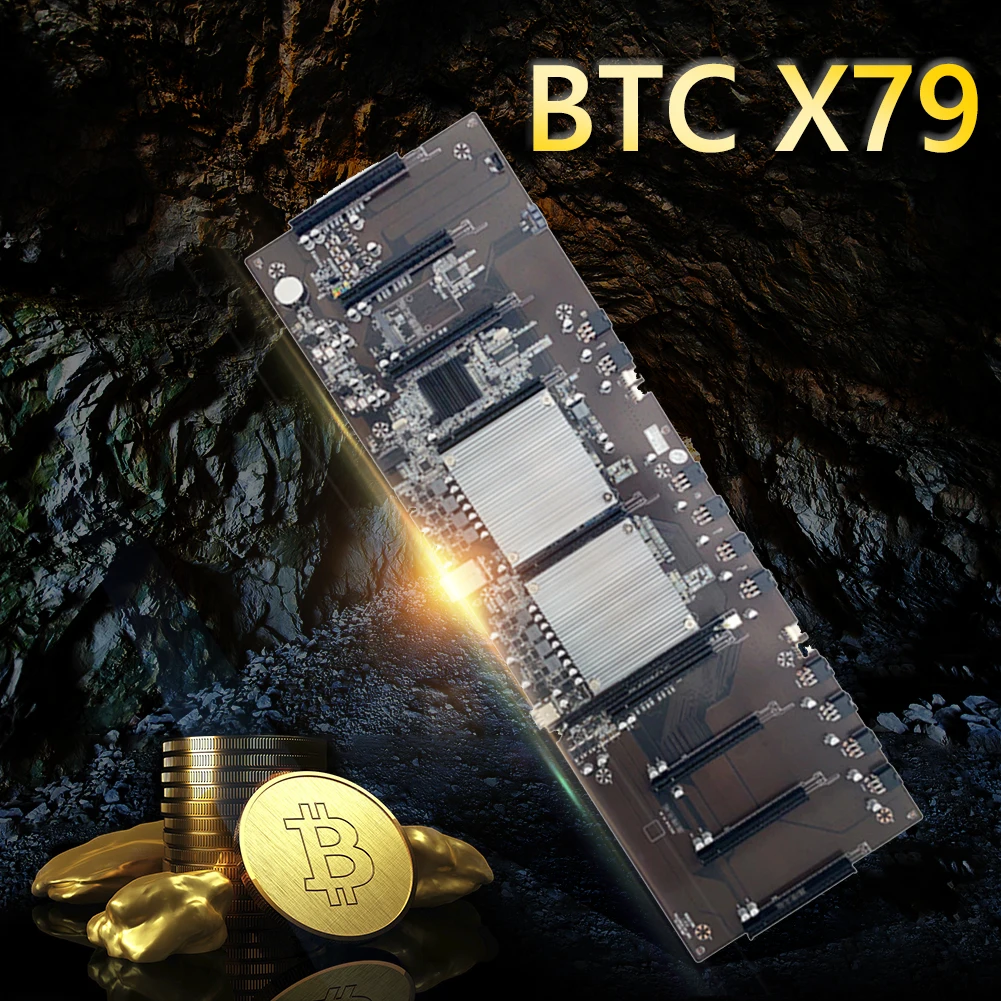 

BTC-X79 двухканальная материнская плата для майнинга 8 PCI Express 3,0 16X графическая карта DDR3 2011 Pin доска для майнинга