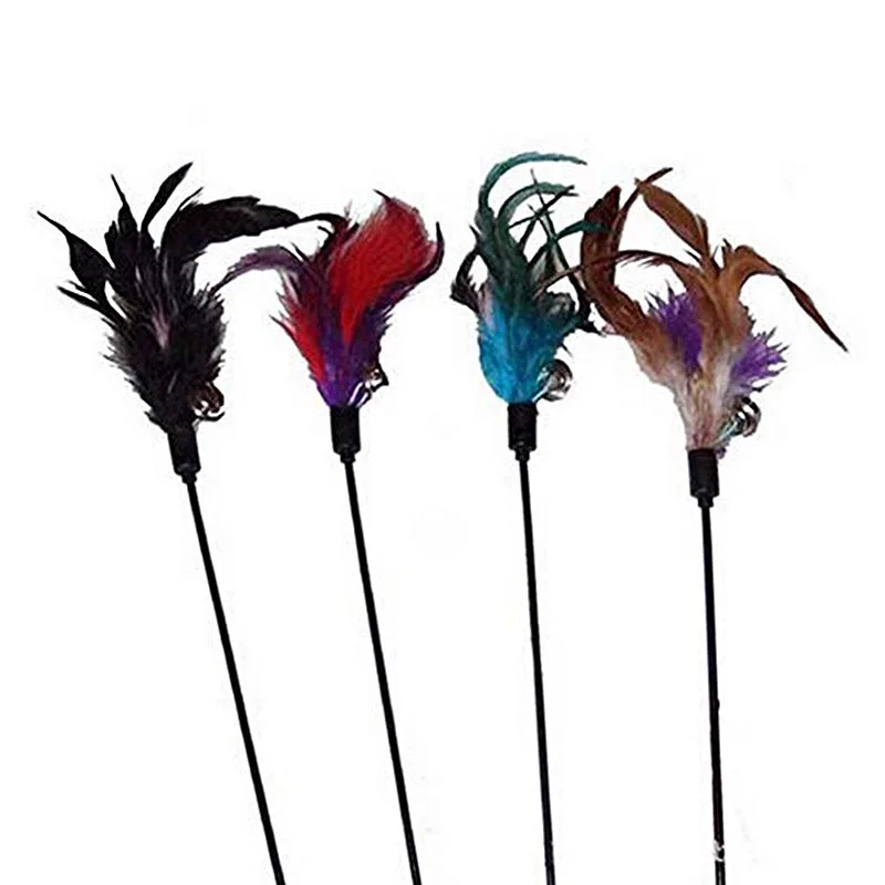 

4 шт./лот, игрушка из искусственных перьев для кошек, игрушка из перьев для кошек, случайный цвет