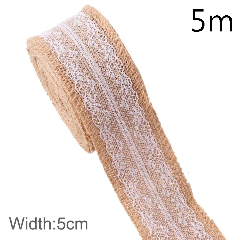 5m Style 2 QIFU 2/5M из натурального джута ленты в декорированном мешковиной горшке джутовое кружево декорированном мешковиной горшке ленты из натурального джута Свадебные украшения рустикальная Свадьба Центральные рустикальная свадьба - Цвет: 5m Style 2