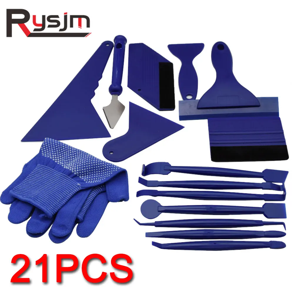 

21pcs Car Vinyl Wrap Tool Set Magnet Squeegee Stick Squeezing Scraper Carbon Fiber Film Wrapping Cutter Aid Tool Window Tinting