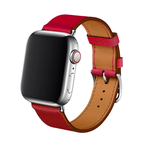Ремешок для наручных часов Apple watch, ремешок 42 мм, 38 мм, версия тонкие кожаные correa, браслет, ремешок на запястье для наручных часов Iwatch серии 5/4/3/2/1 - Цвет ремешка: 22-red B