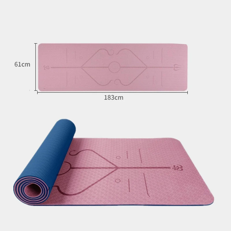 Коврик для йоги с позиционной линией коврики фитнеса и гимнастики двухслойные