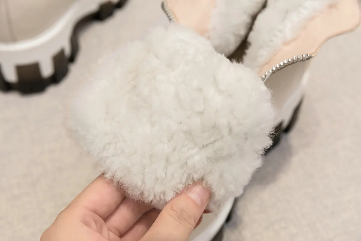 Женская обувь из натуральной воловьей кожи на плоской подошве теплая шерстяная