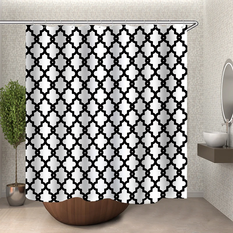

Черно-белая занавеска для душа, занавеска с цветами для ванной, Прямая поставка, занавеска для ванной, водонепроницаемая